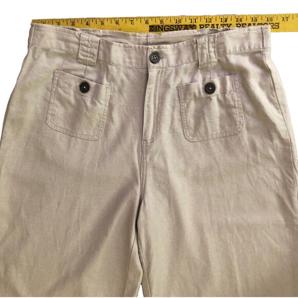 Papagallo Linen Blend Wide Leg Capri Womens Sz 10P Y2k Tan Scandi Girl Lagenlook - Picture 8 of 14